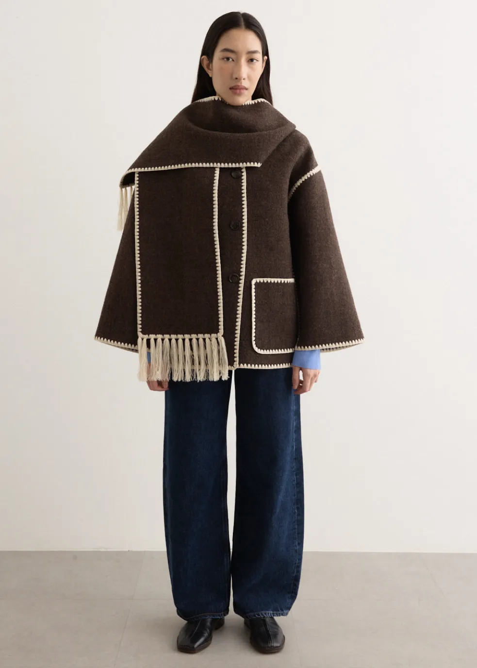 Embroidered Scarf Jacket