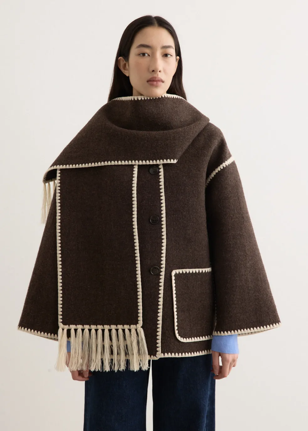 Embroidered Scarf Jacket