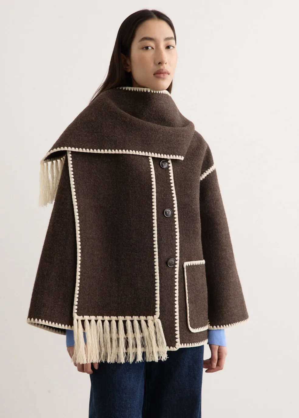 Embroidered Scarf Jacket