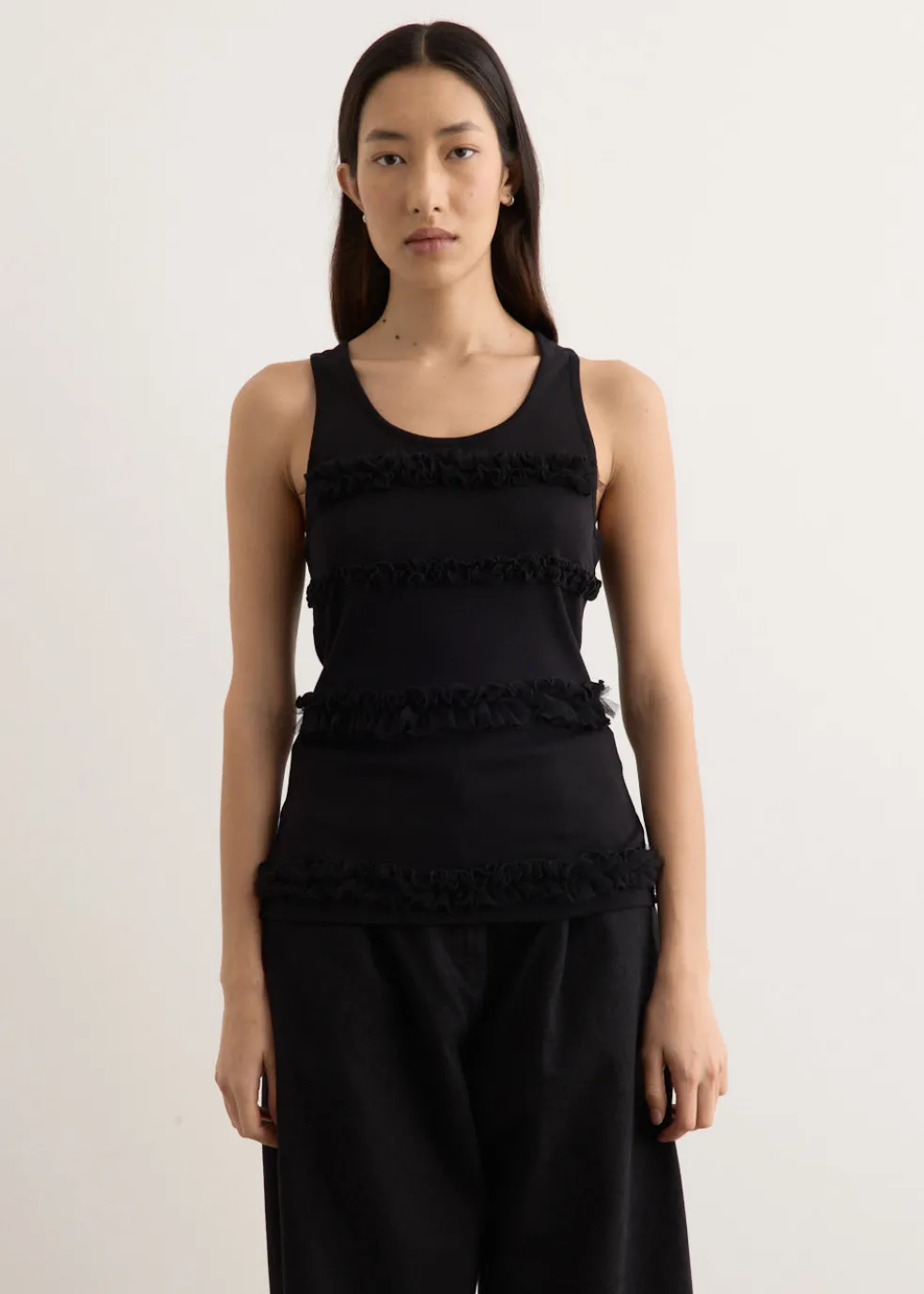 Fitted Ruffle Frill Tank Top