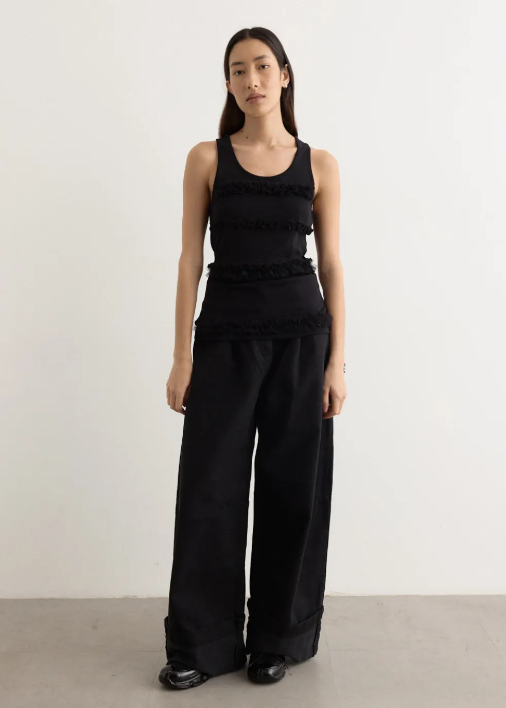 Fitted Ruffle Frill Tank Top