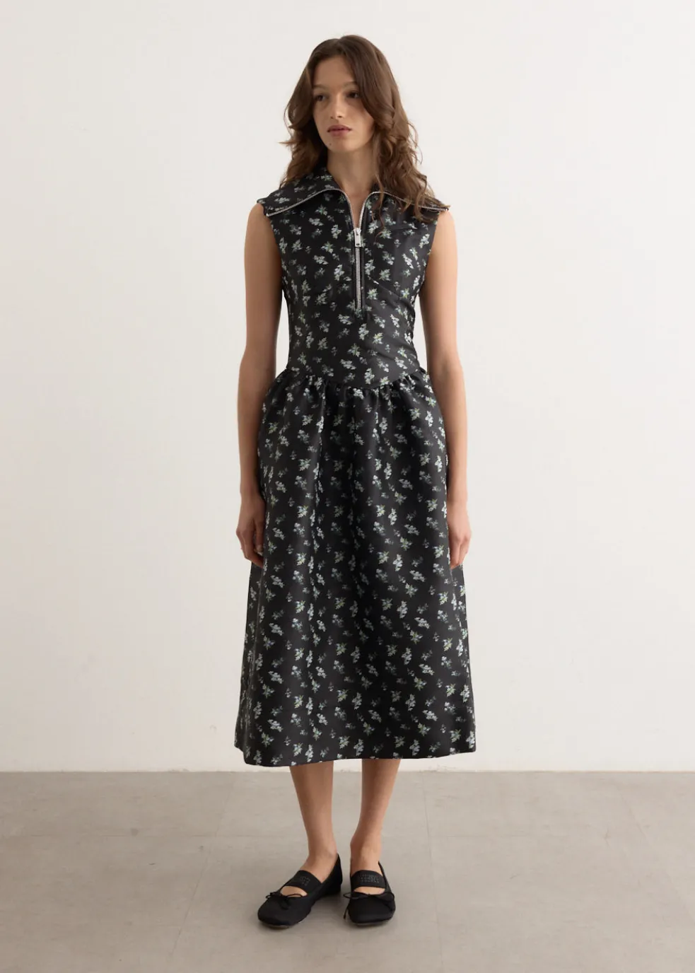 Floral Jacquard Midi Dress