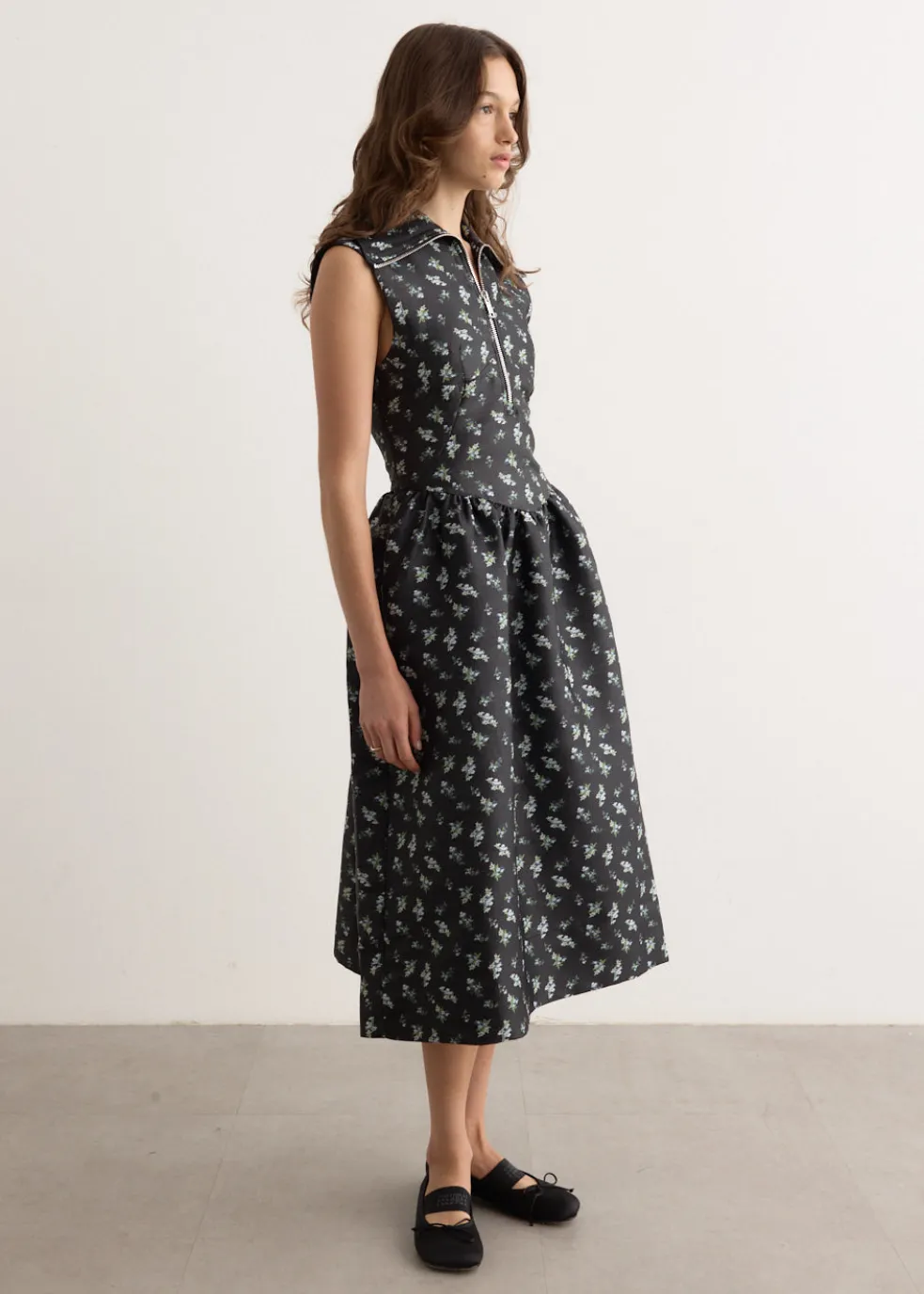 Floral Jacquard Midi Dress