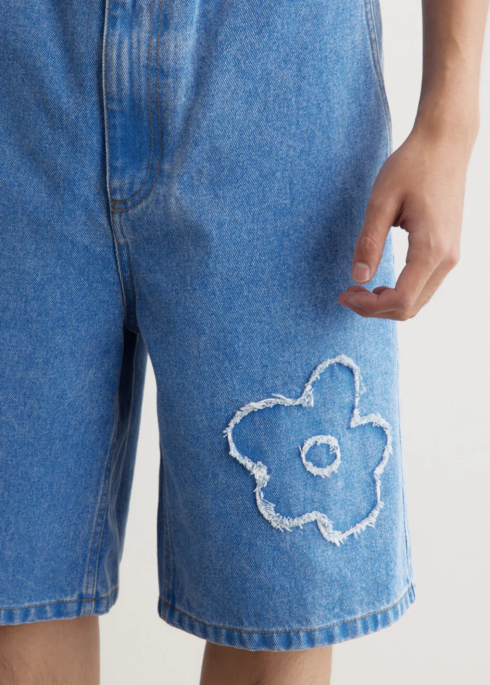 Flower Patch Bleached Denim Shorts