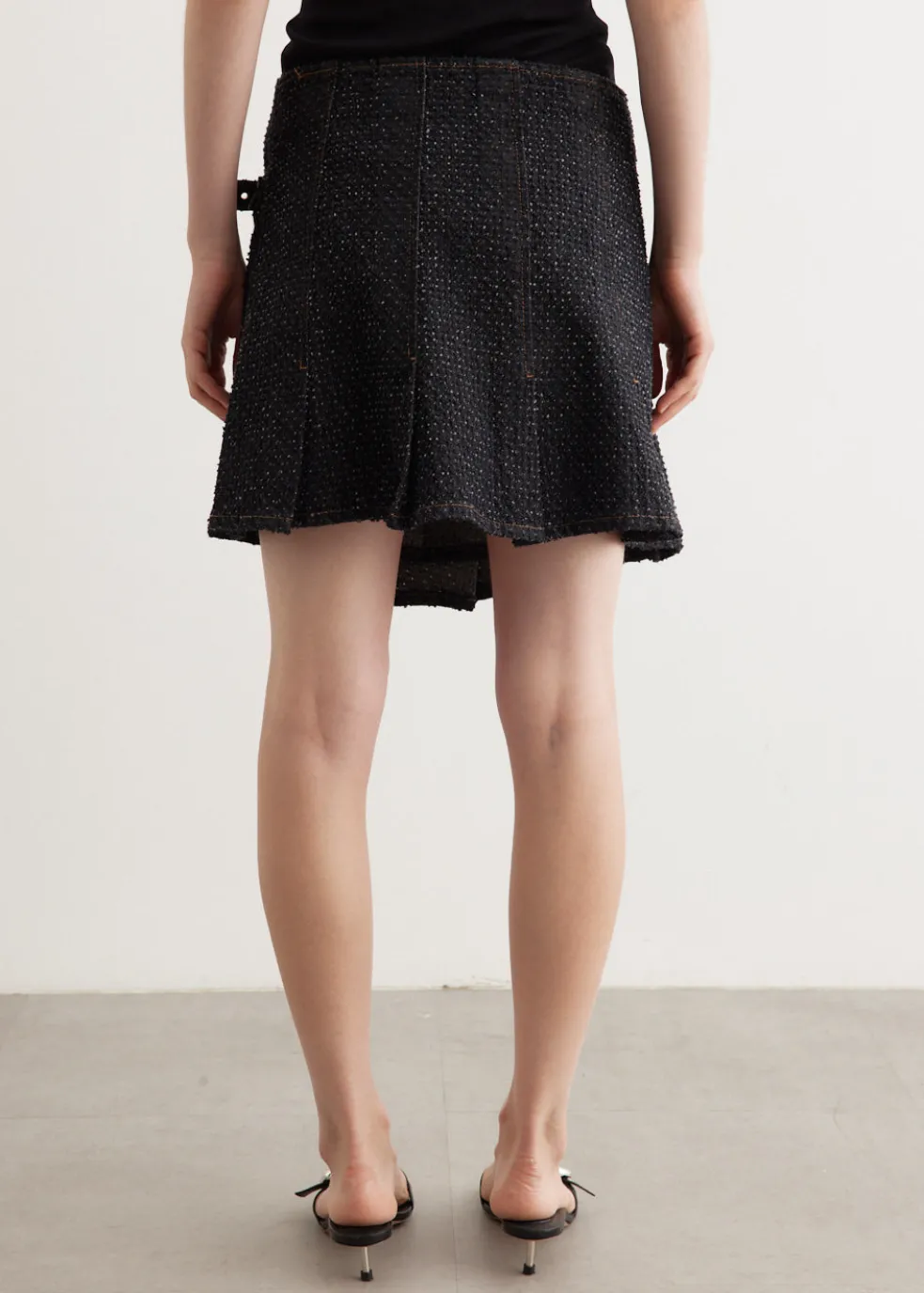 Fluffy Denim Wrap Mini Skirt