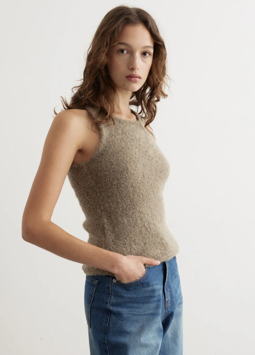 Fluffy Sleeveless Knit Top