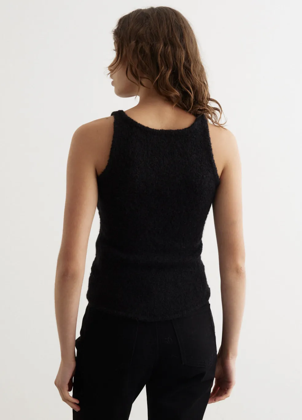 Fluffy Sleeveless Knit Top