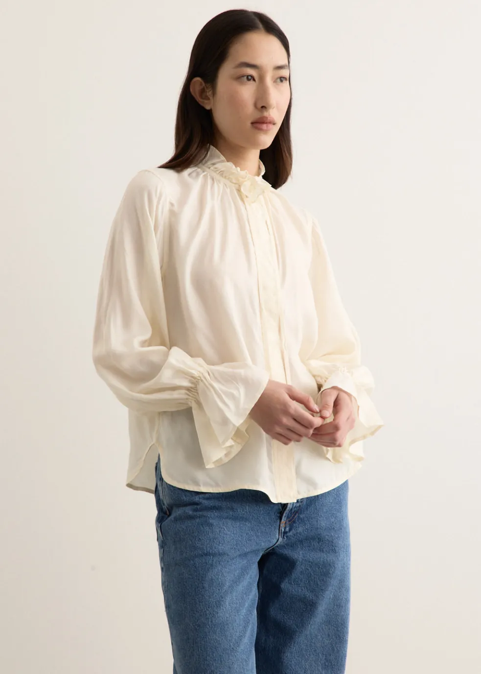 Fluid Cupro Tie String Shirt