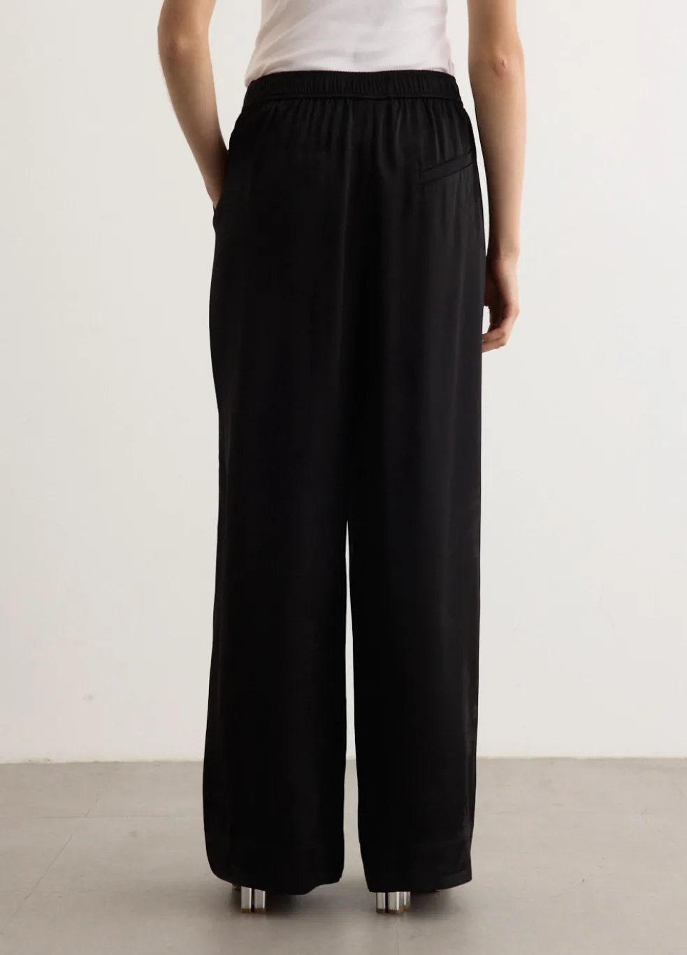 Fluid Satin Jacquard Elasticated Pants