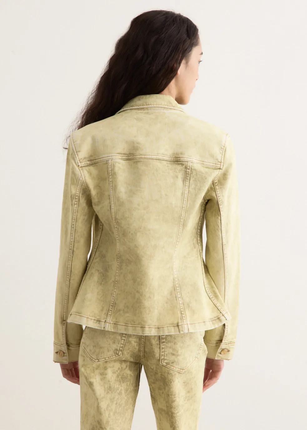 Foil Overdyed Denim Fitted Blazer