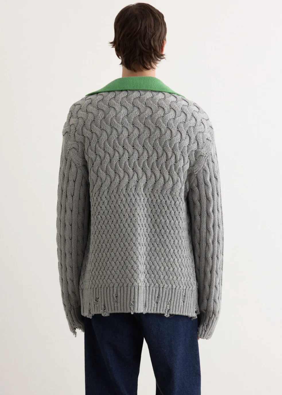 Green Collar V-Neck Cardigan