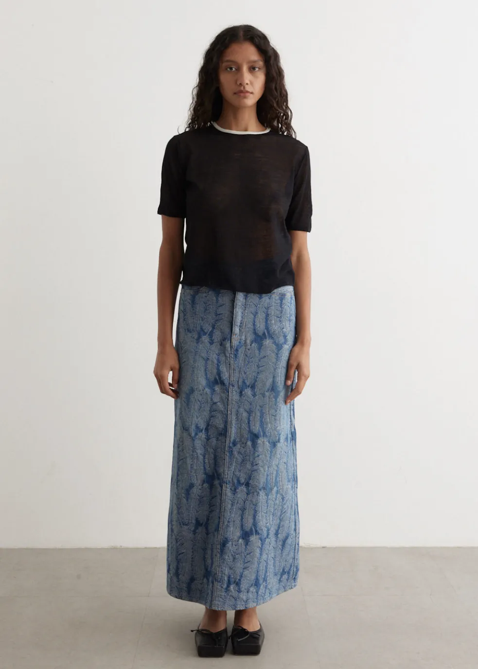 Hard Twist High Gauge Wool Silk Knit T-Shirt