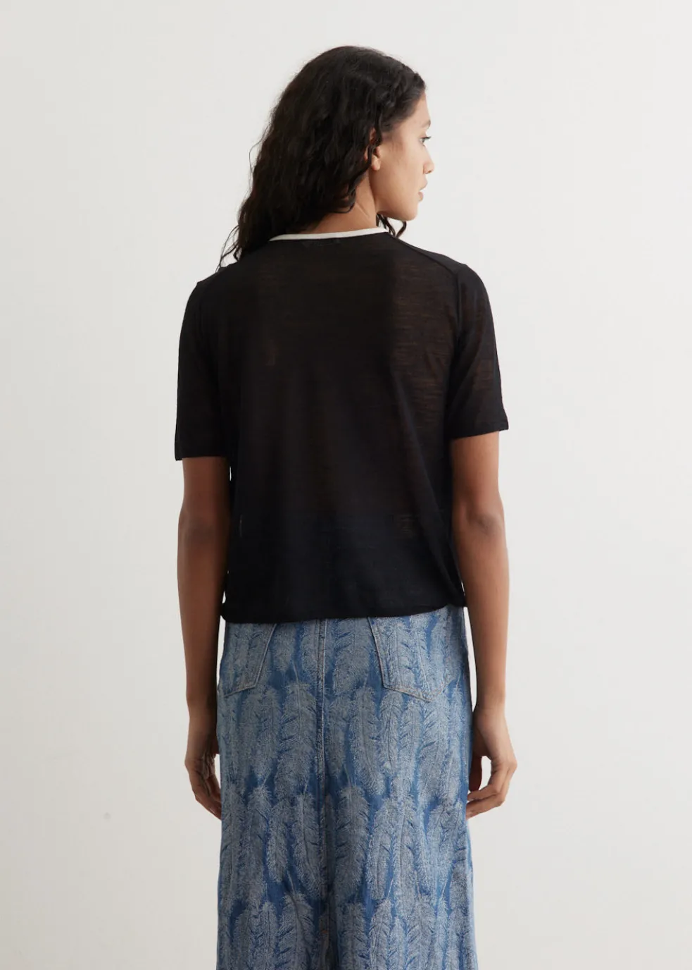 Hard Twist High Gauge Wool Silk Knit T-Shirt