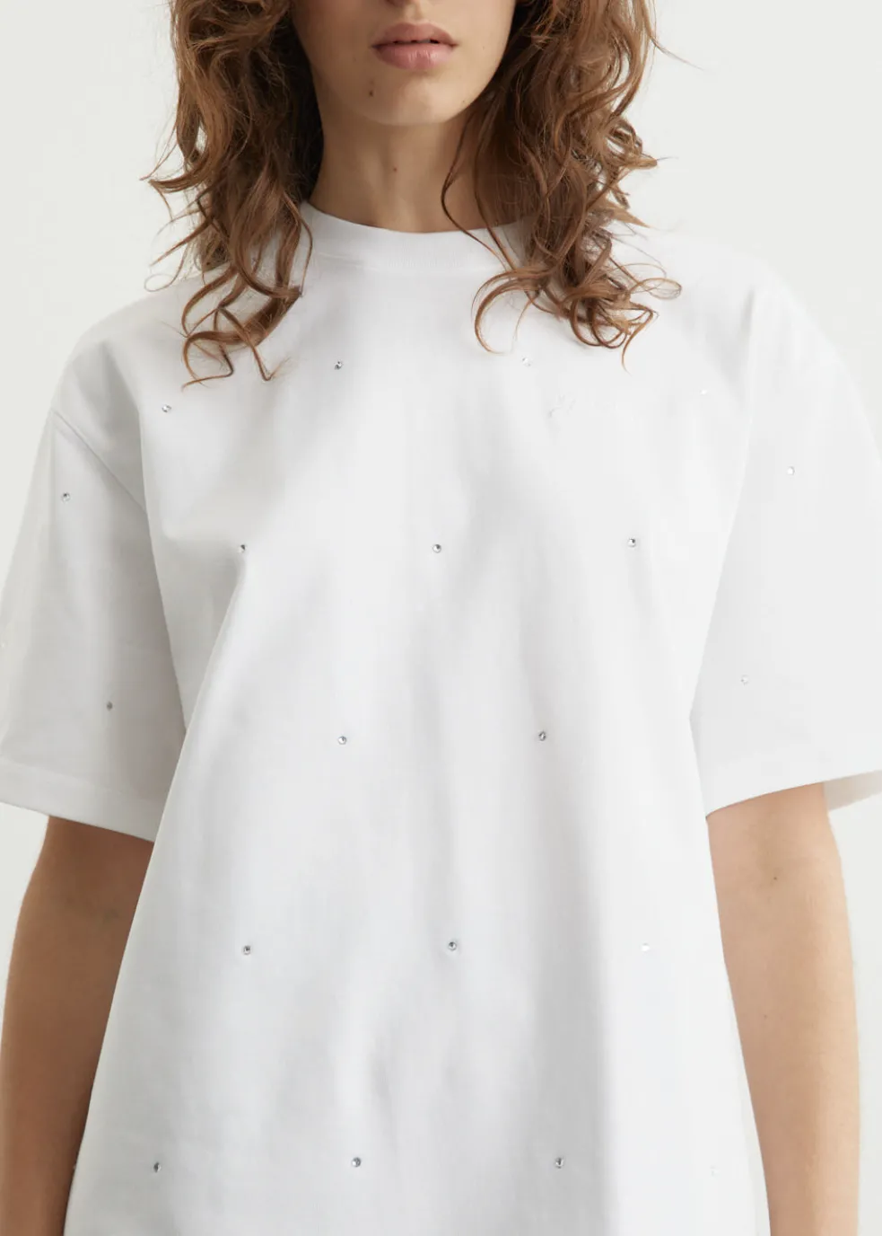 Heavy Cotton Drop Shoulder Rhinestone T-Shirt