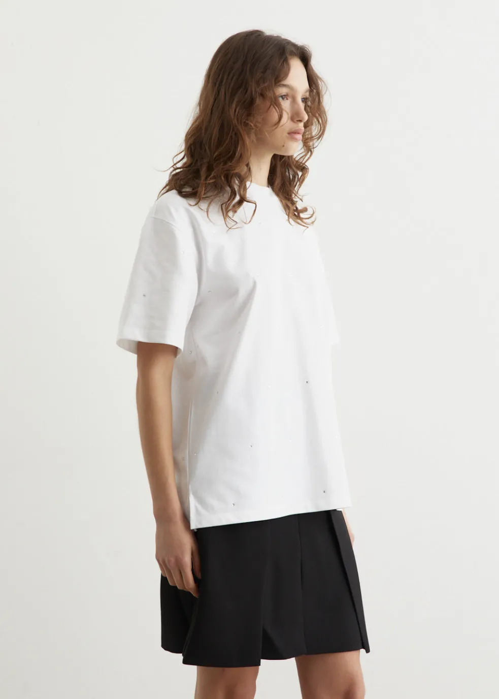 Heavy Cotton Drop Shoulder Rhinestone T-Shirt