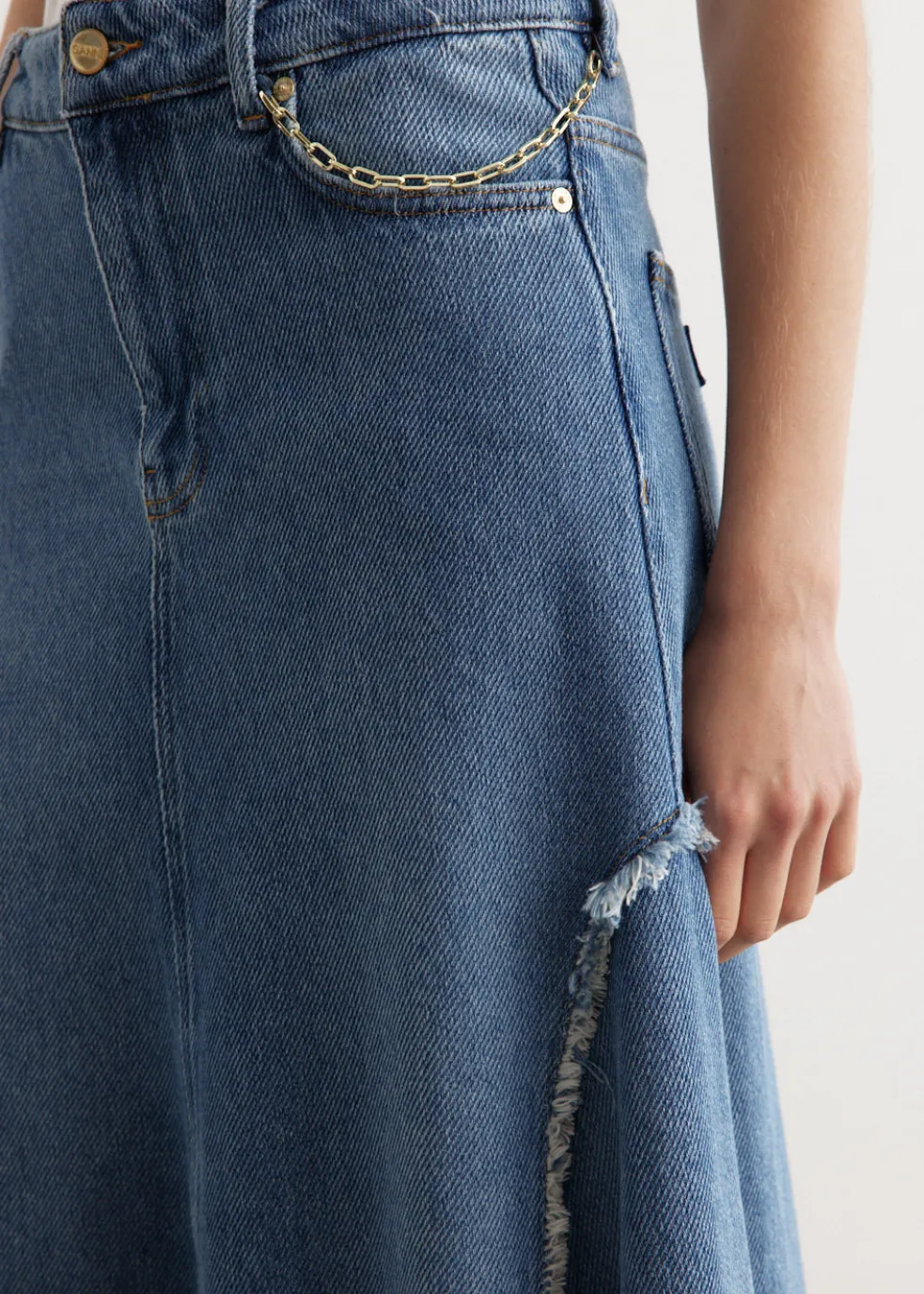 Heavy Denim Midi Skirt