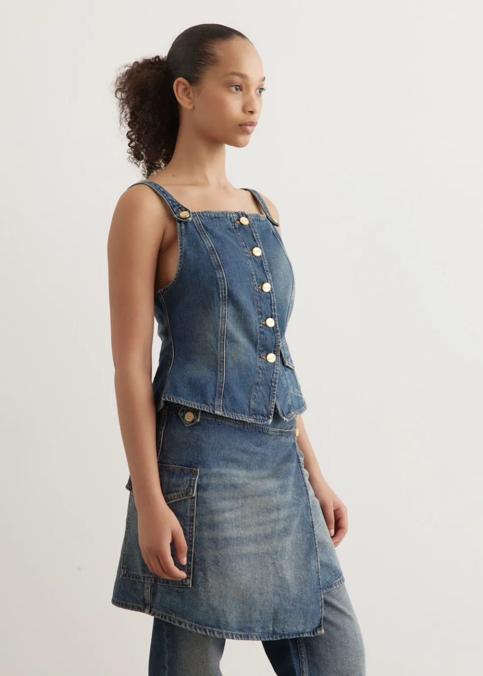Heavy Washed Denim Top