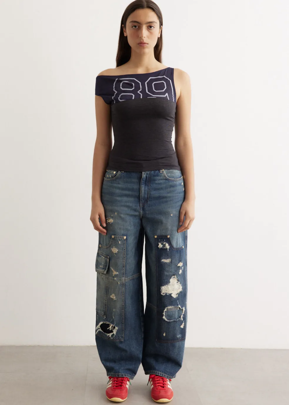 Heavy Washed Denim Carpenter Jeans