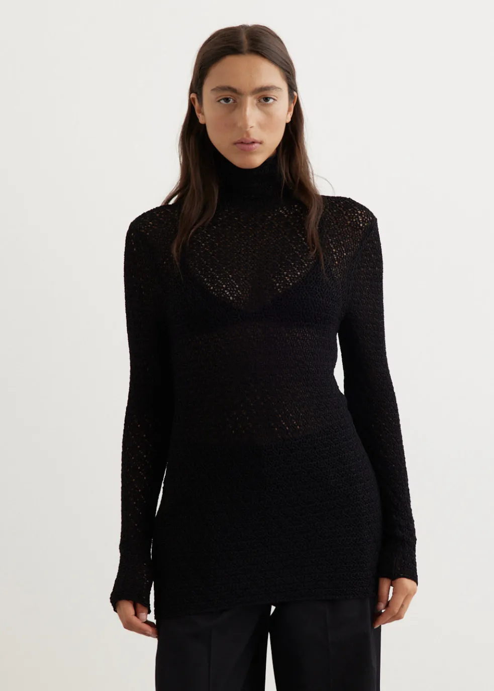 High-Neck Crochet Knit