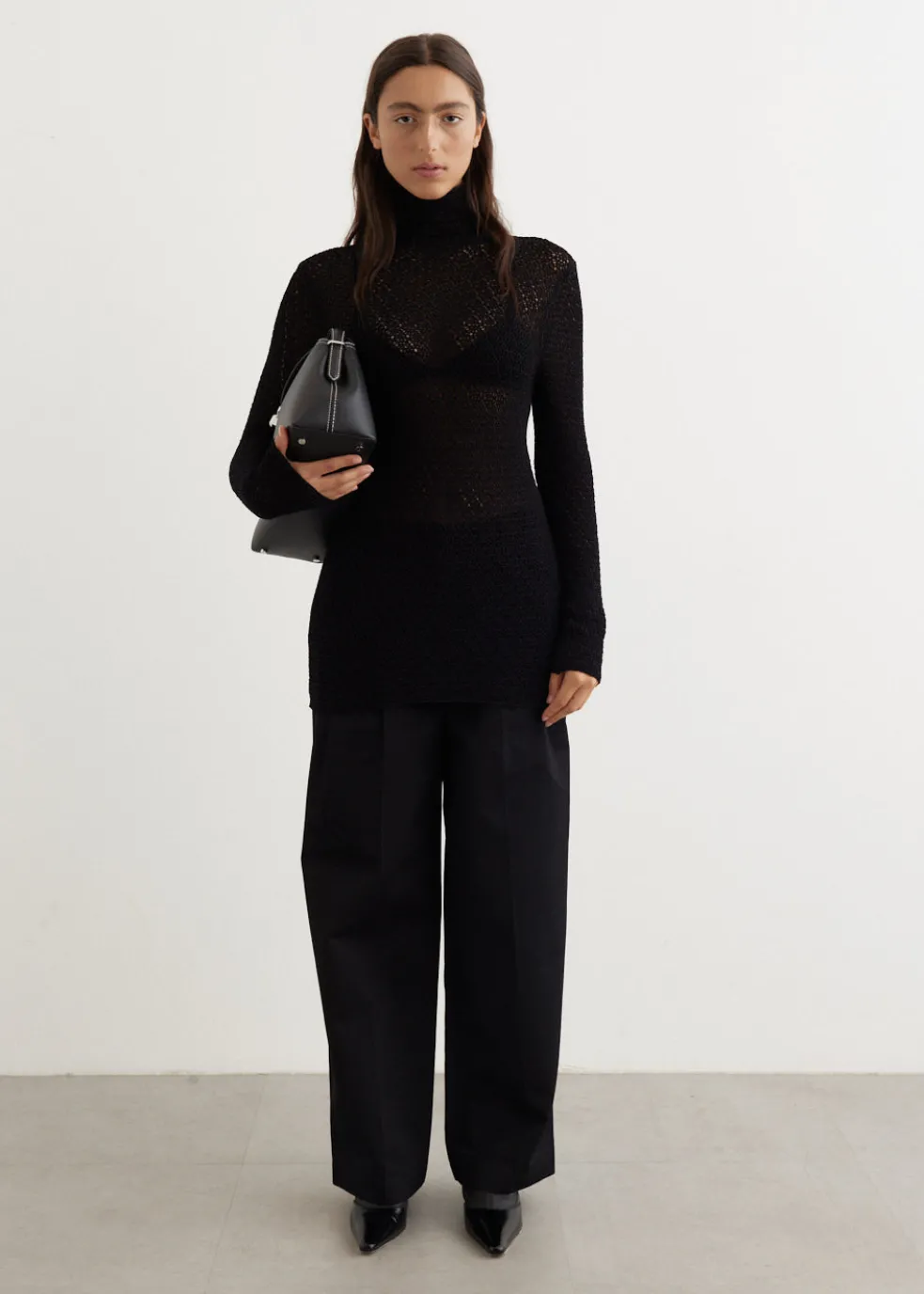 High-Neck Crochet Knit