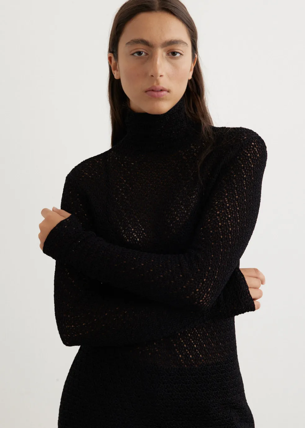 High-Neck Crochet Knit