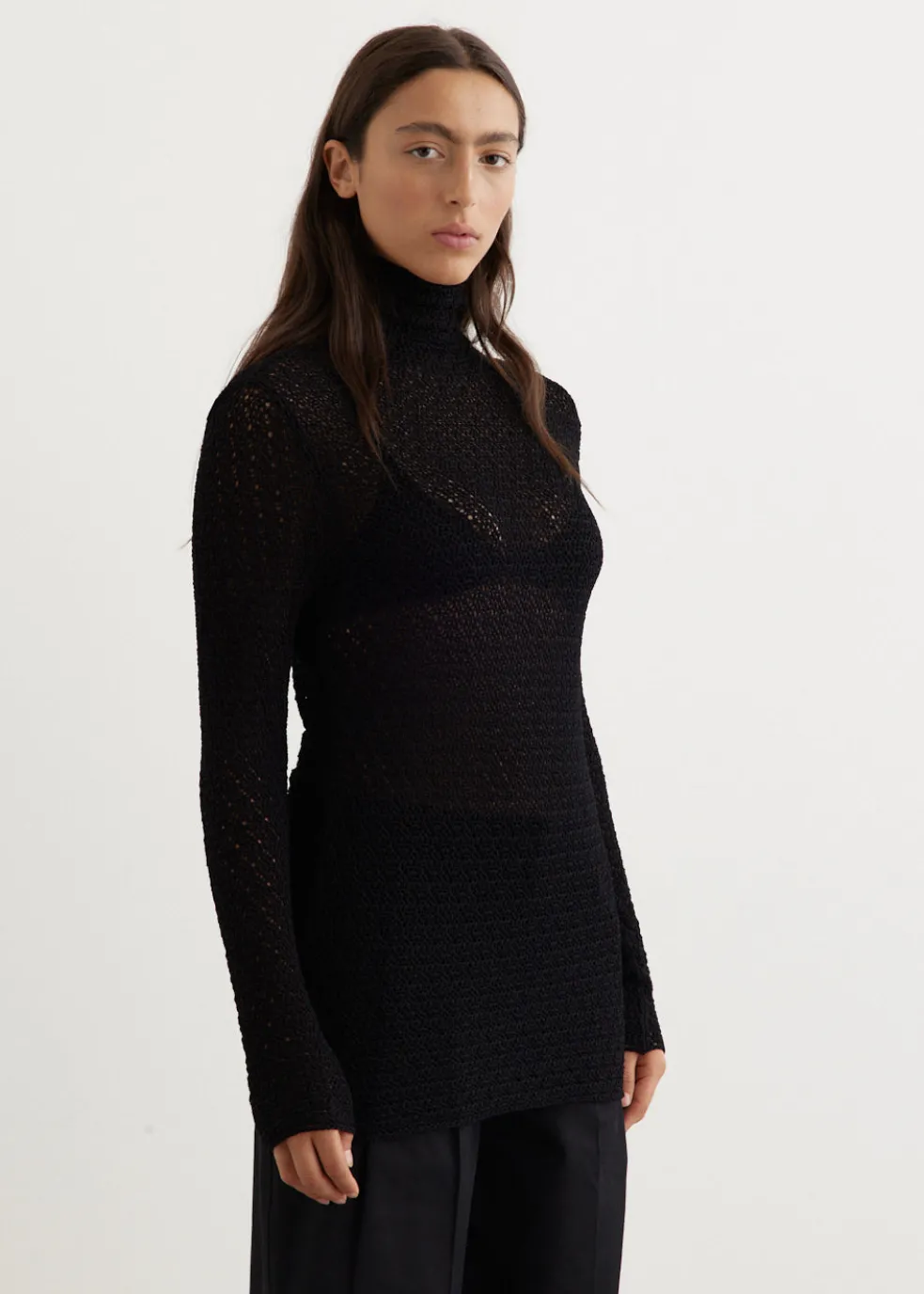 High-Neck Crochet Knit