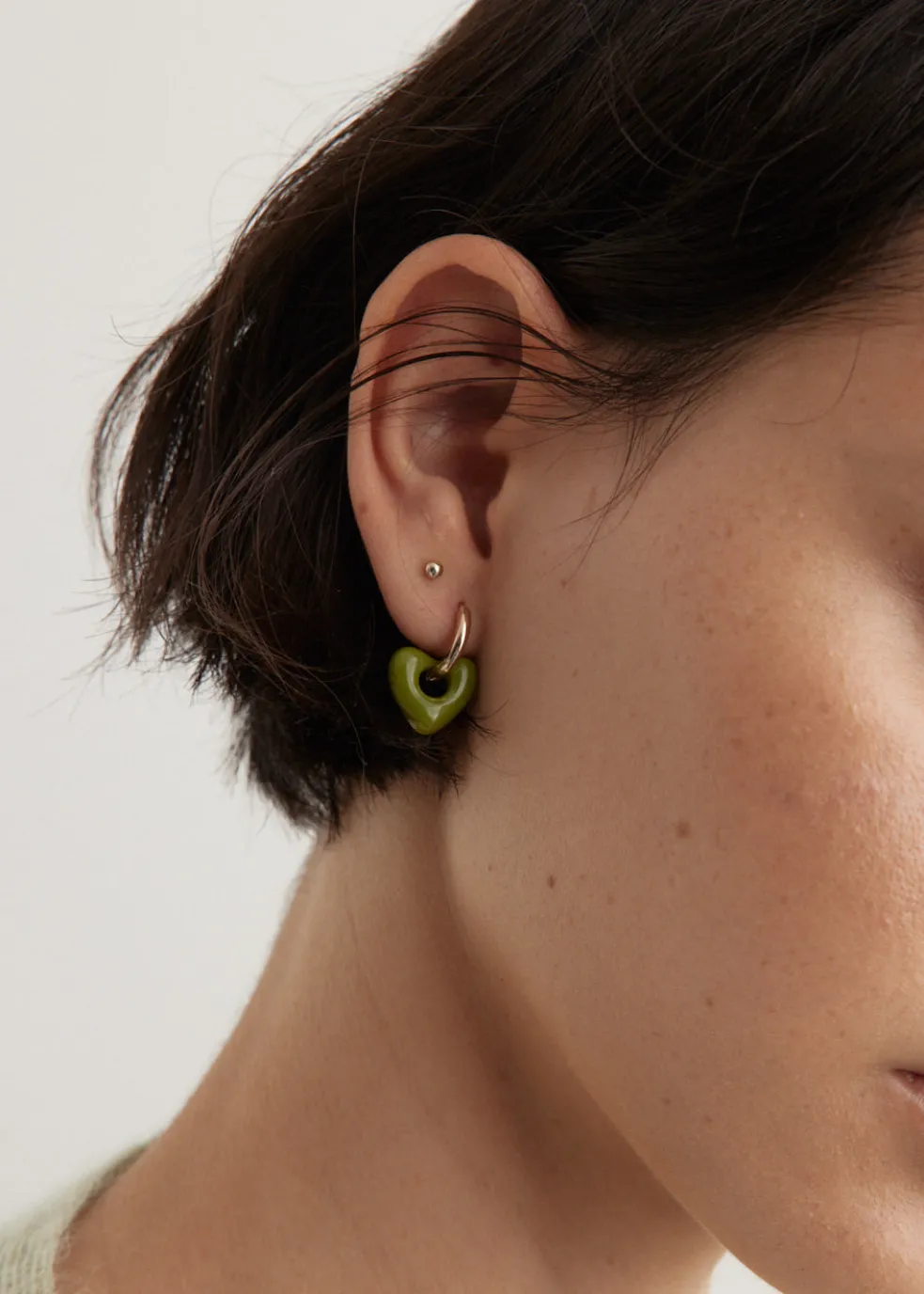 Hoop And Resin Heart Earring