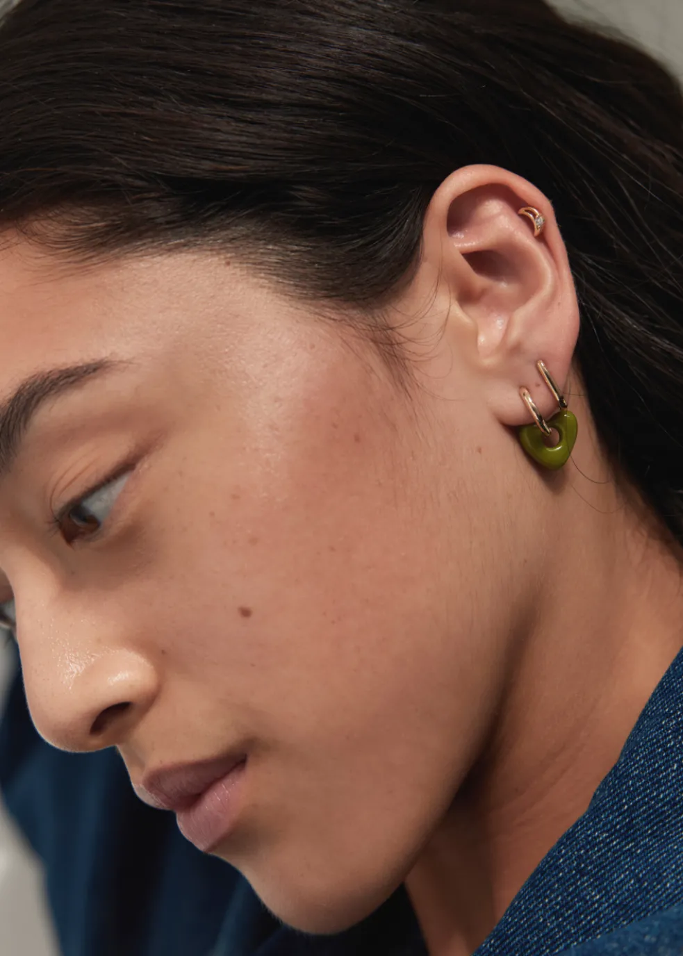 Hoop And Resin Heart Earring