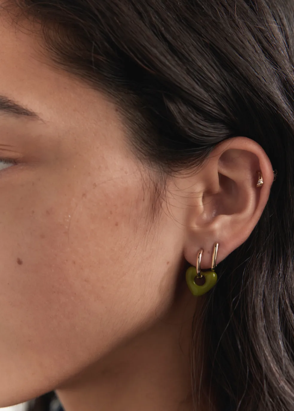 Hoop And Resin Heart Earring