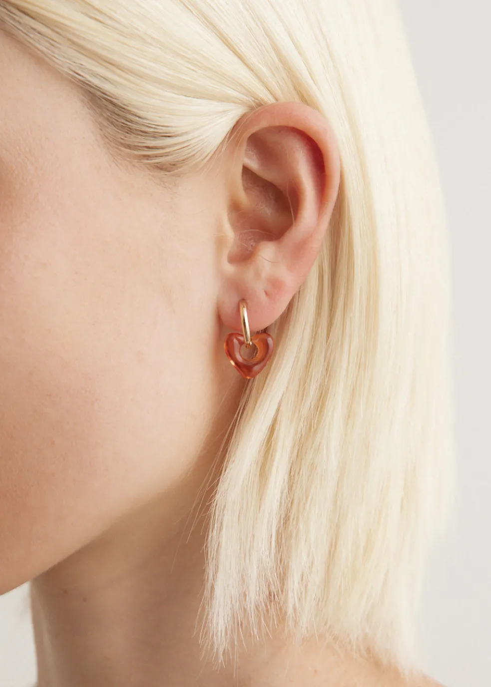 Hoop And Resin Heart Earring