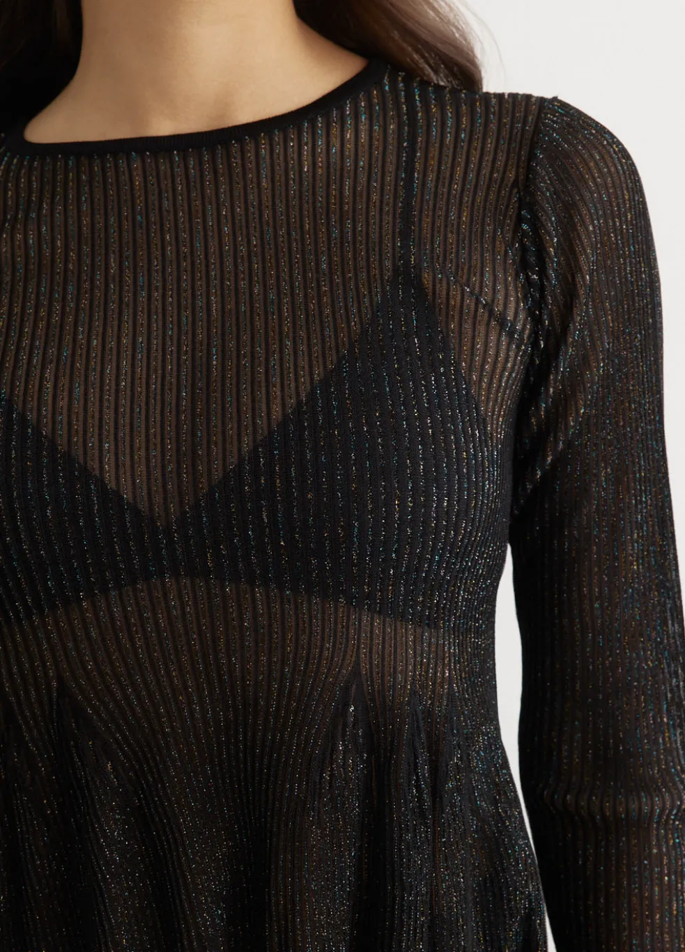 Hypha Lucent Glitter Long Sleeve Flare Top