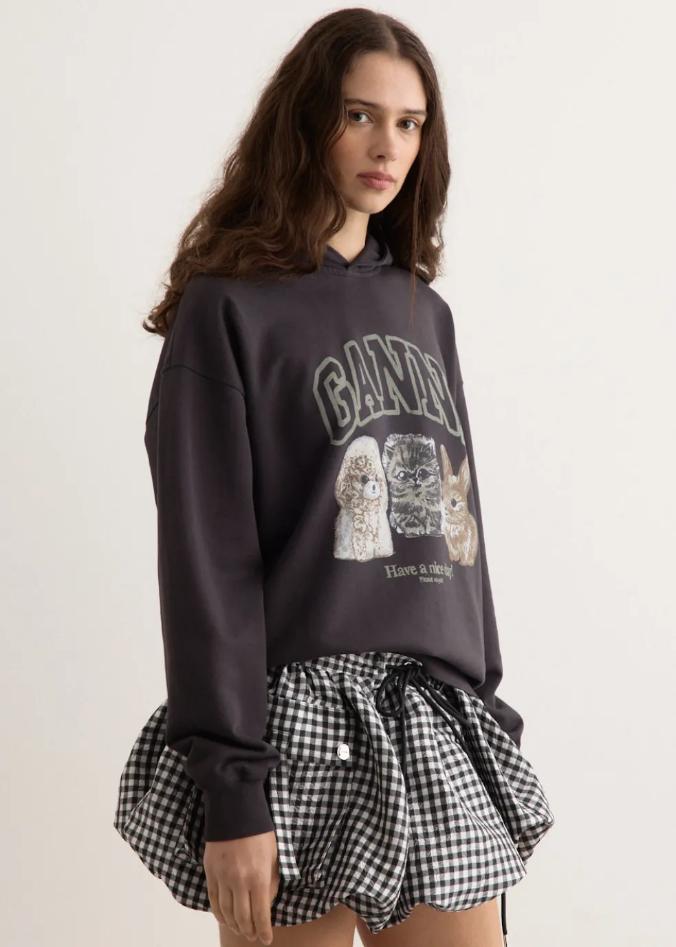 Isoli Oversize Animals Crop Hoodie