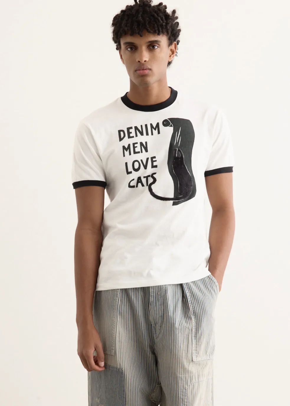 20/-Jersey Ringer T-Shirt (DENIM MEN LOVE CATS SCRATCH)