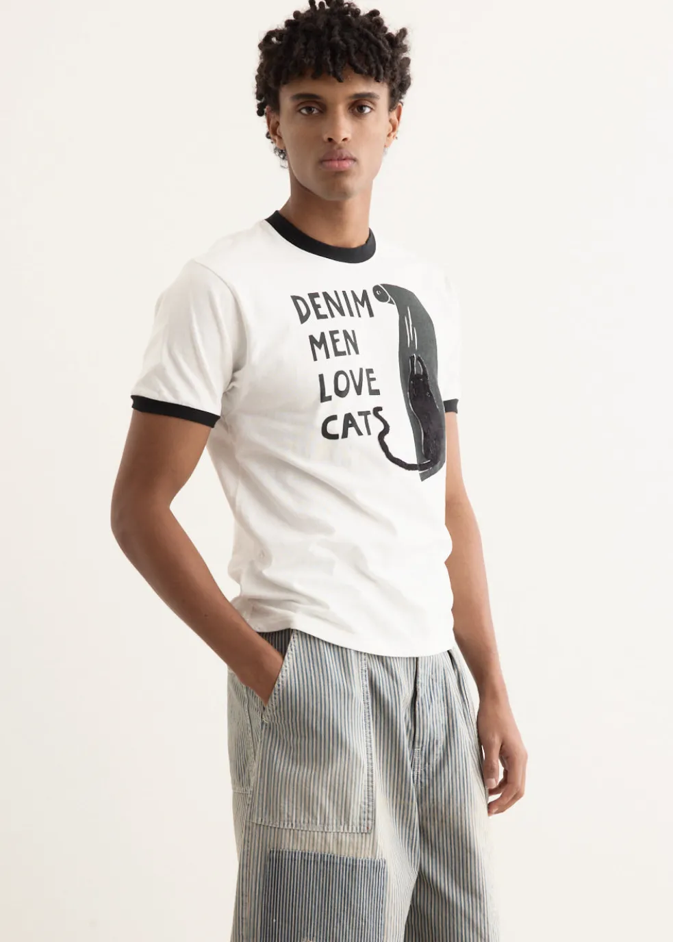 20/-Jersey Ringer T-Shirt (DENIM MEN LOVE CATS SCRATCH)
