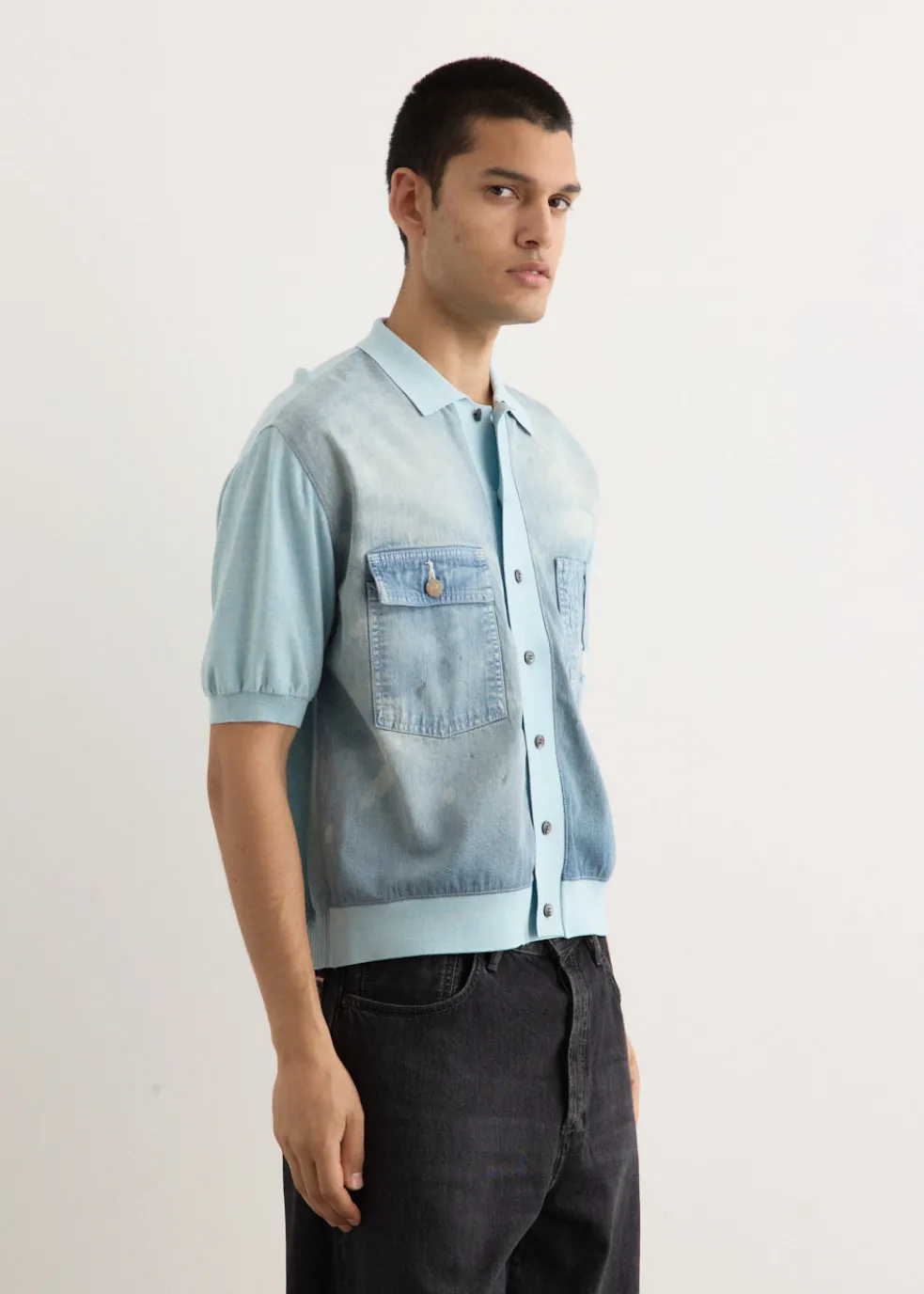 Knit x 8oz Denim Coverall Polo Shirt