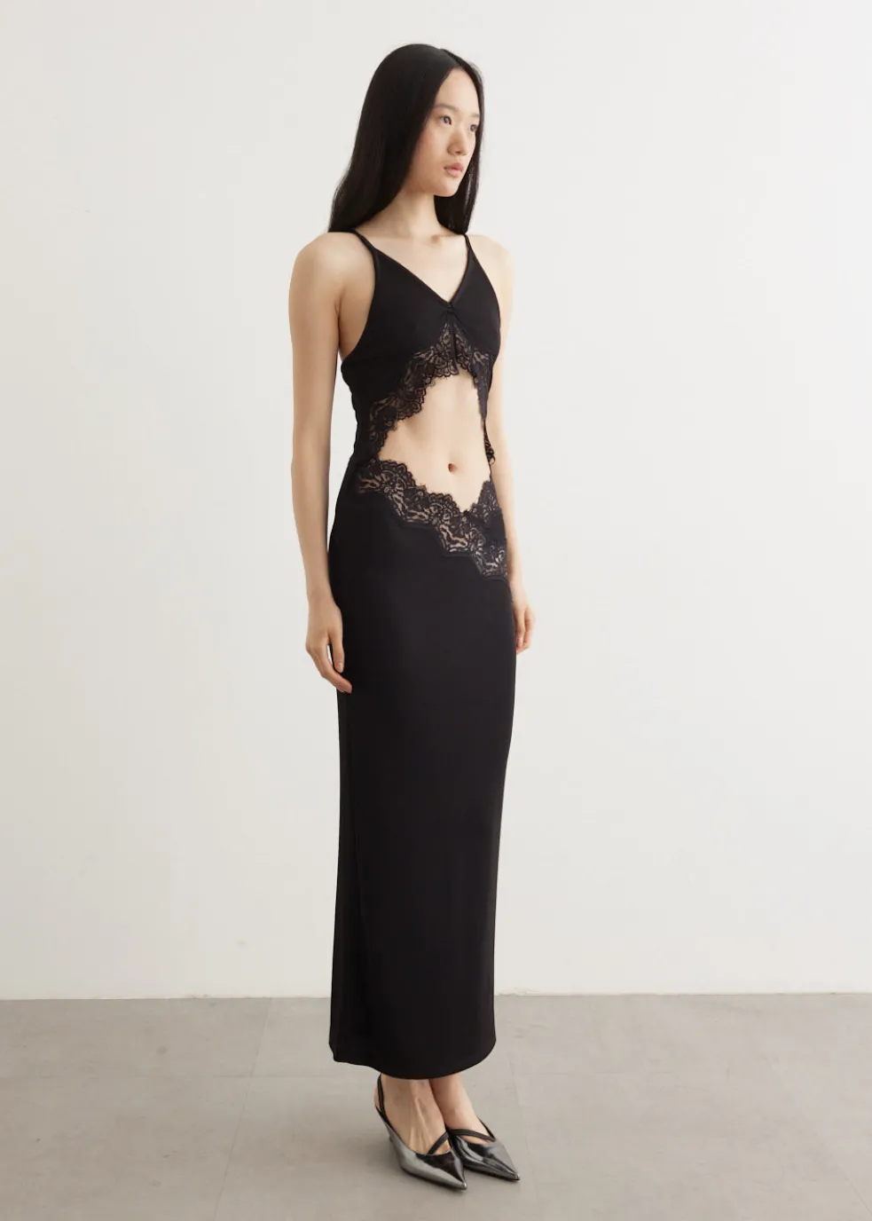 Lace Insert Halter Dress