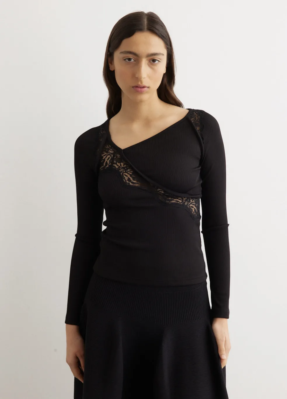 Lace Insert Long Sleeve Top