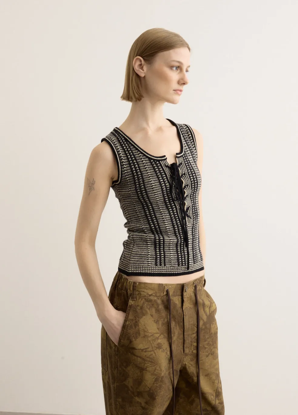 Lace Up Knitted Vest