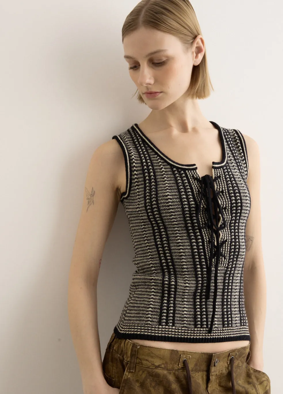 Lace Up Knitted Vest