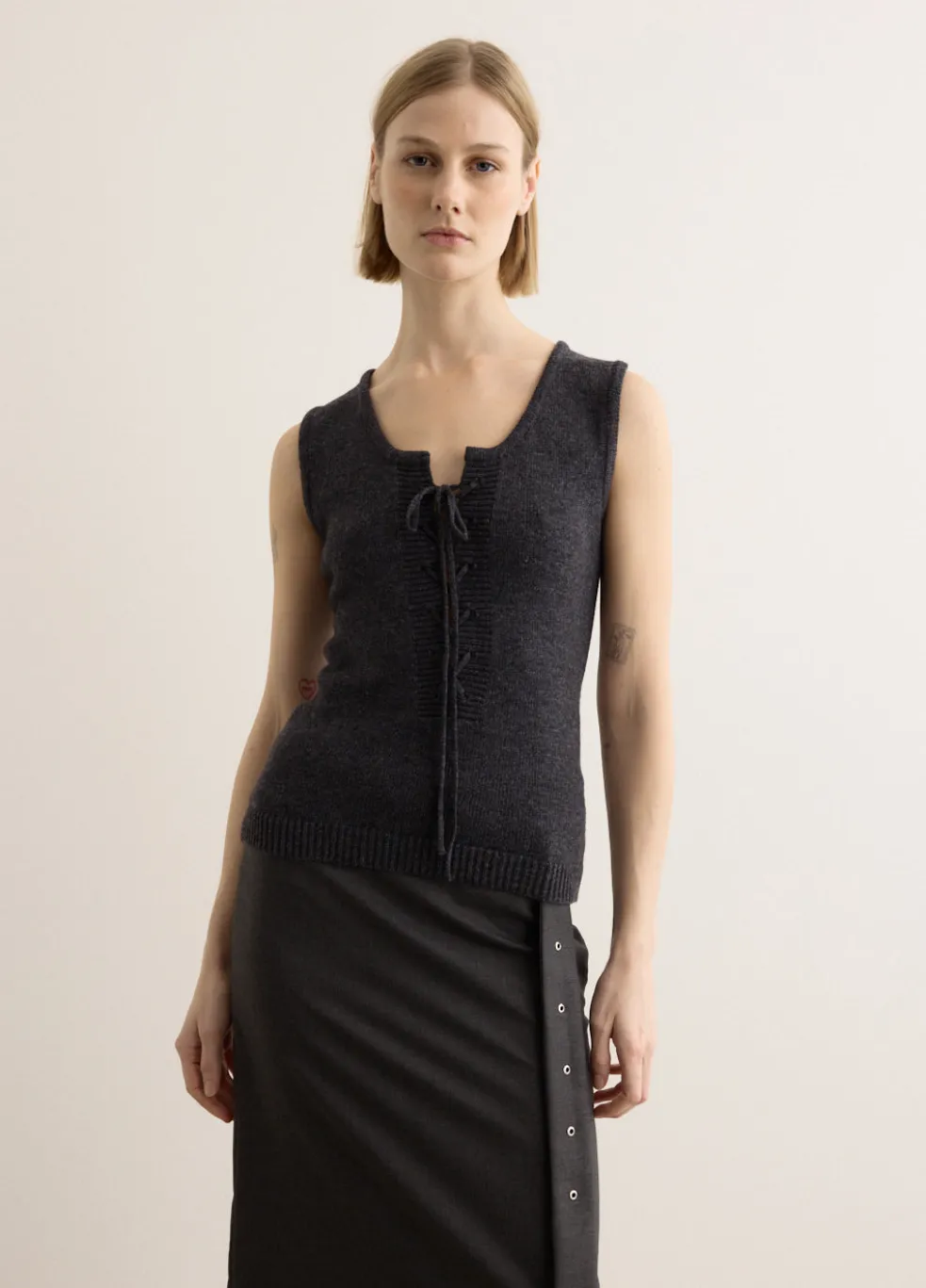 Lace Up Knitted Vest