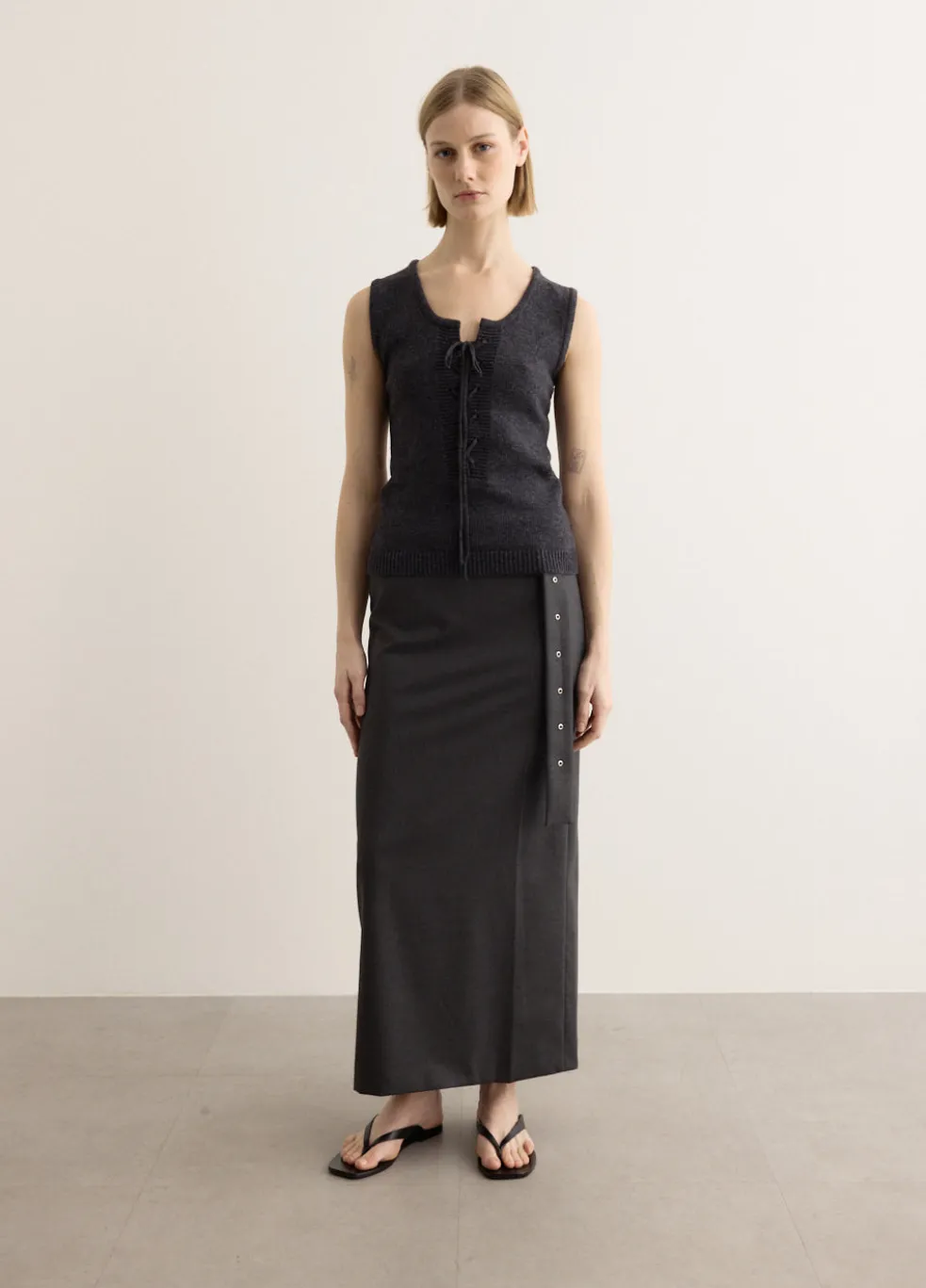 Lace Up Knitted Vest