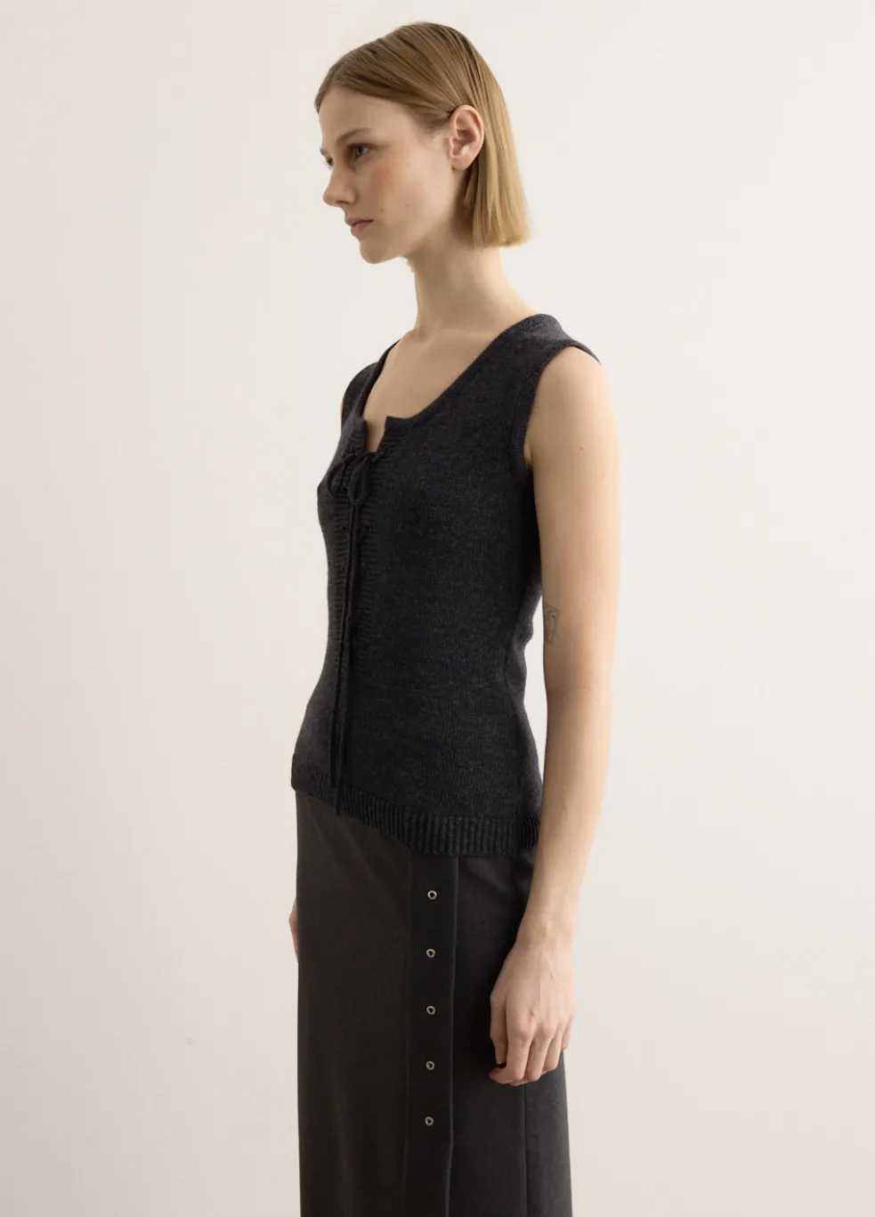 Lace Up Knitted Vest