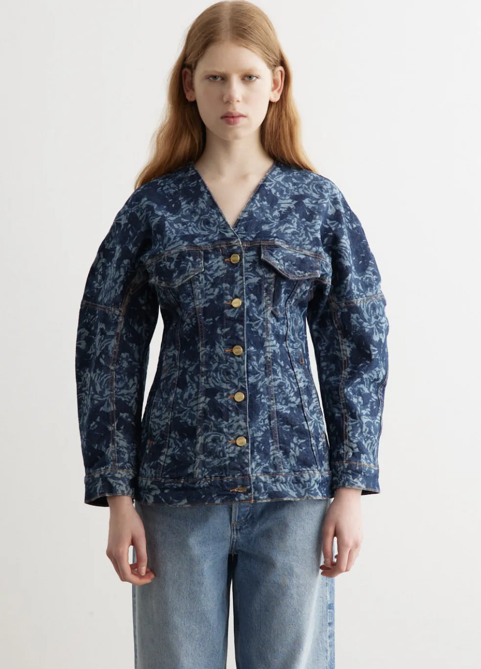 Lazer Denim Shaped Sleeve Blazer