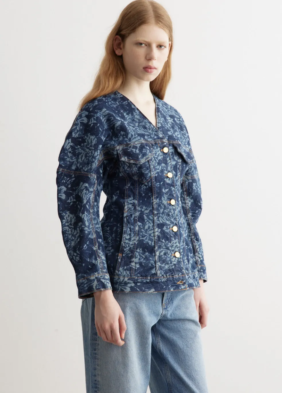 Lazer Denim Shaped Sleeve Blazer