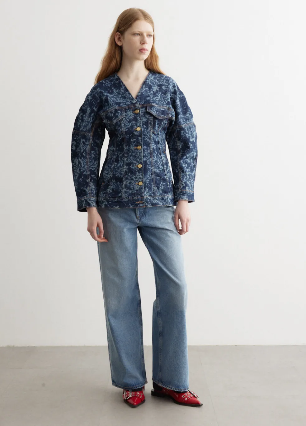 Lazer Denim Shaped Sleeve Blazer