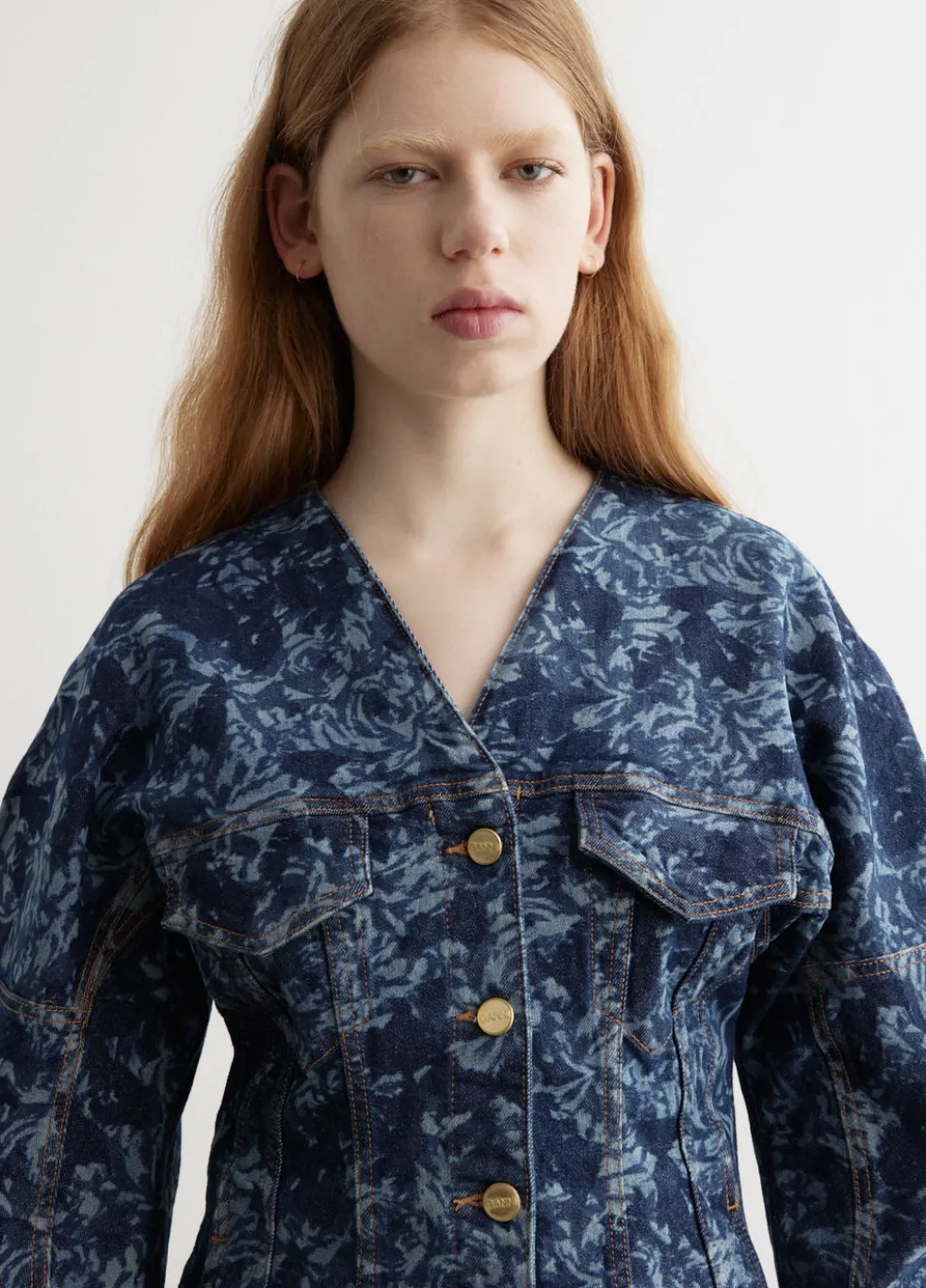 Lazer Denim Shaped Sleeve Blazer