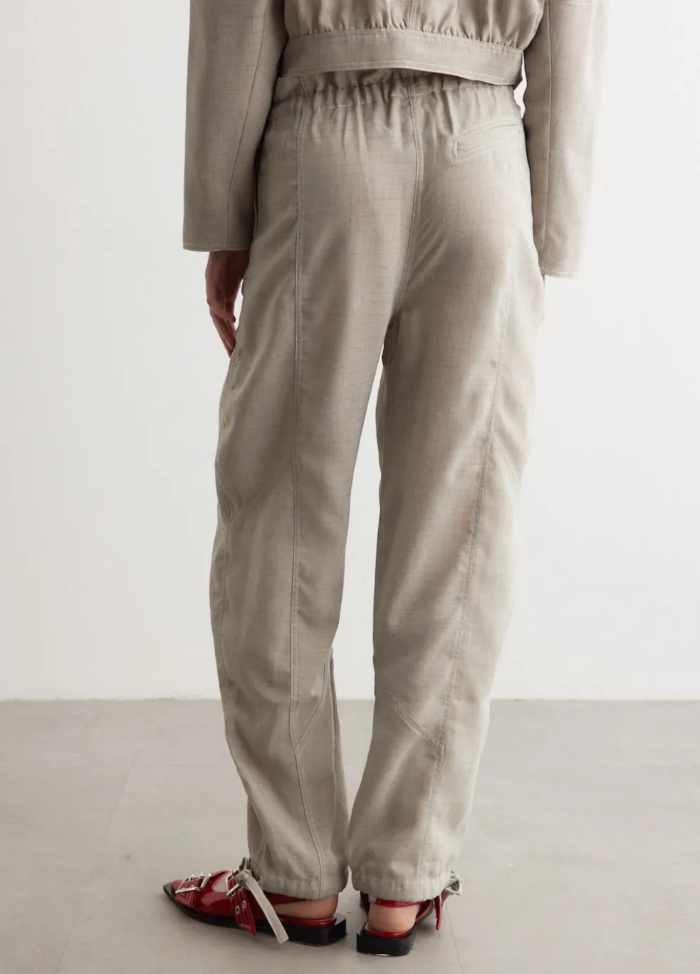 Light Melange Suiting Elasticated Waist Pants