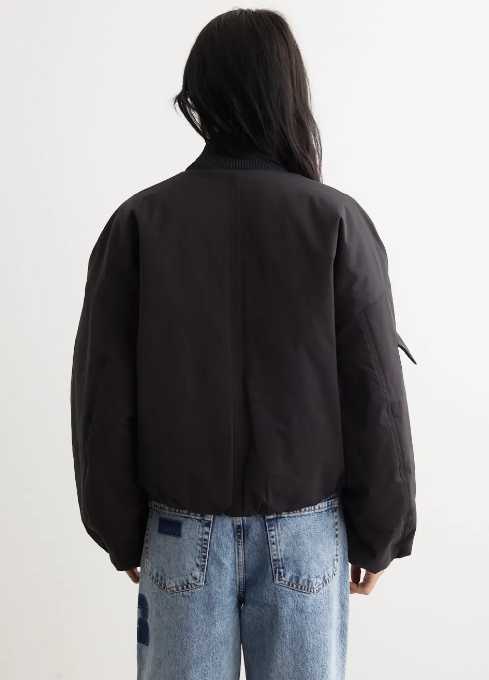 Light Twill Oversized Short Bomber Jacket