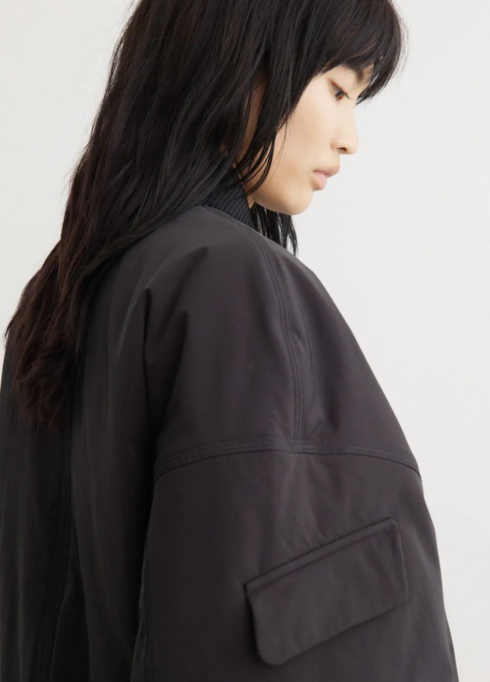 Light Twill Oversized Short Bomber Jacket