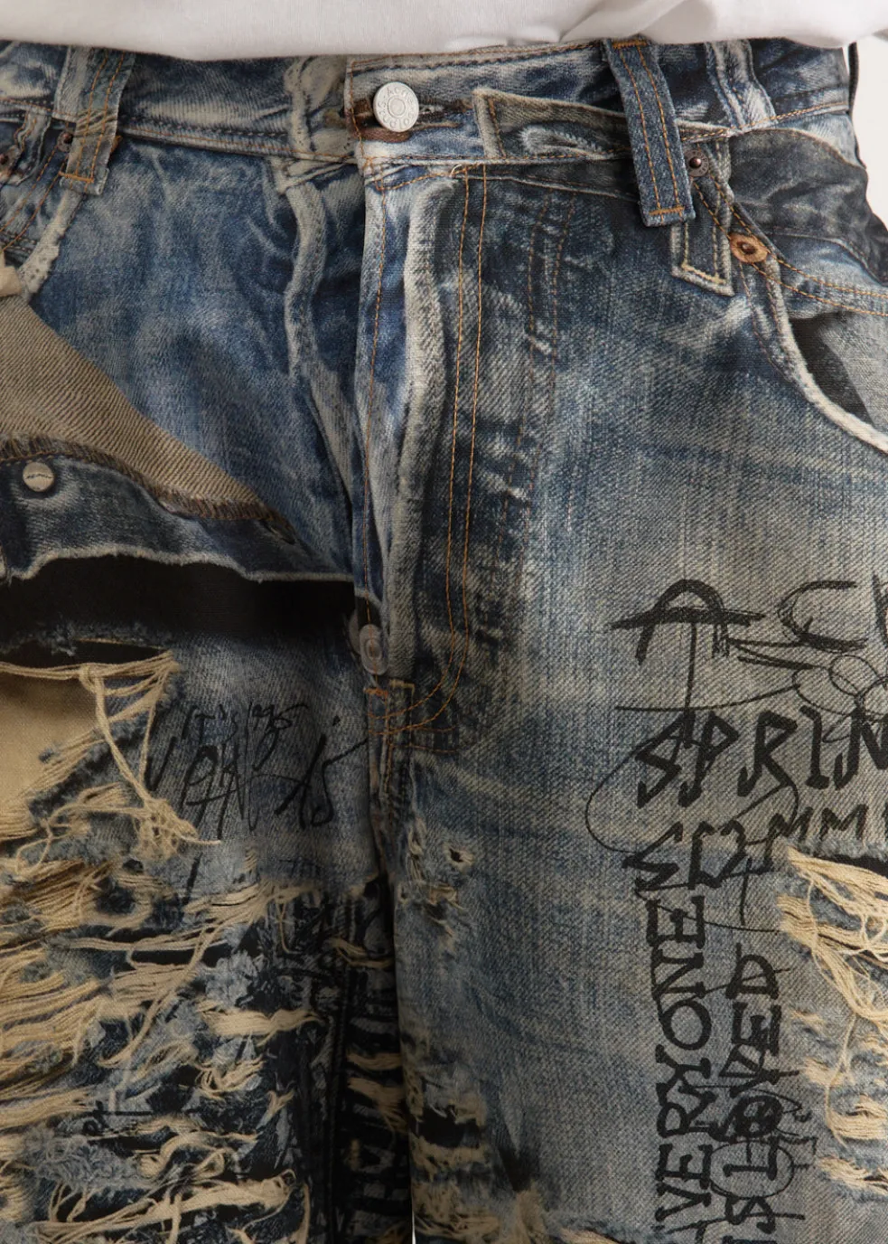 2023M FN TLO Torn Scribble Jeans